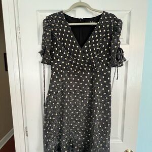 Lulu's Black Dress with Gold Polka Dots
